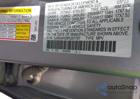 2023 Honda Cr-V Lx Awd из США, поврежденный, VIN 5J6RS4H29PL007787